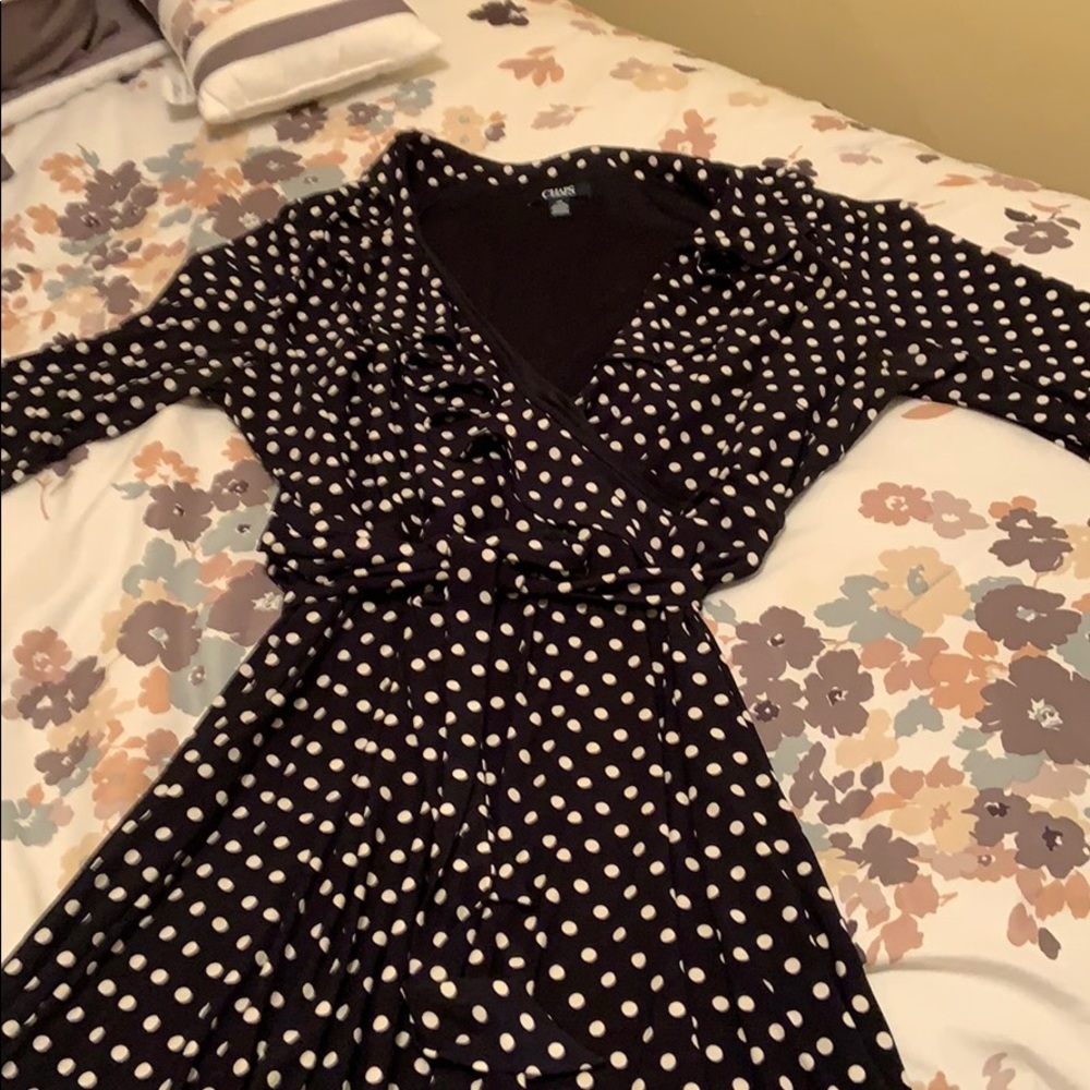 Navy blue (almost black) polka dot dress 18W chaps